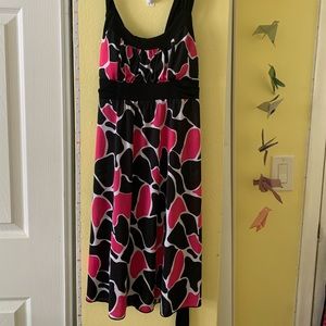 Black and Pink Midi Dress
